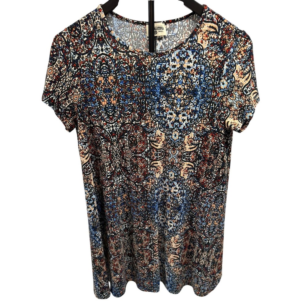 Show Me Your MuMu Women's Small Short-Sleeve Boho Printed Mini T-shirt‎ Dress